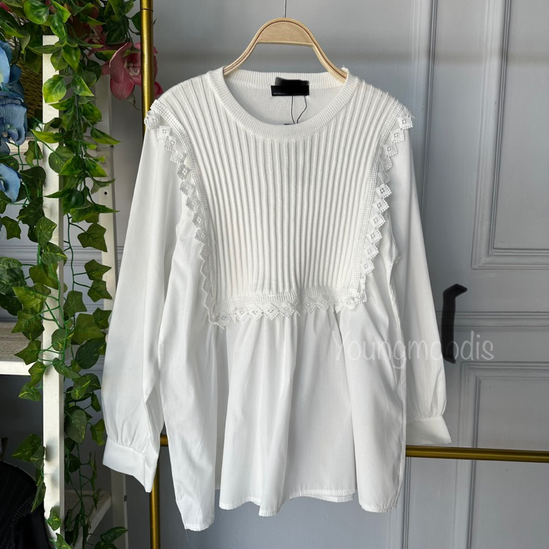 Youngmoodis Luzia blouse rajut kombinasi twistcone import