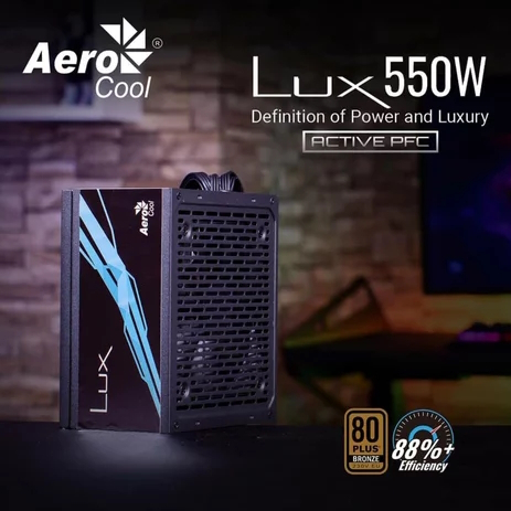 POWER SUPPLY AEROCOOL LUX 550W, PSU 550W 80+ BRONZE 550WATT