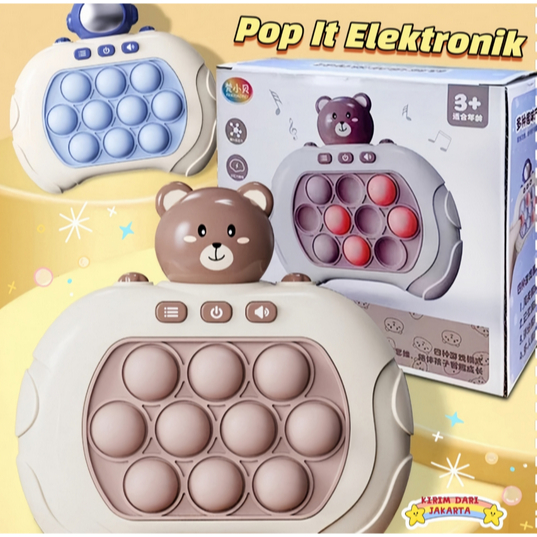 Mesin Game Led Anti Stress Mainan Pop It Elektrik Fast Push Puzzle Bubble Game Challenge Fidget Toys Baru