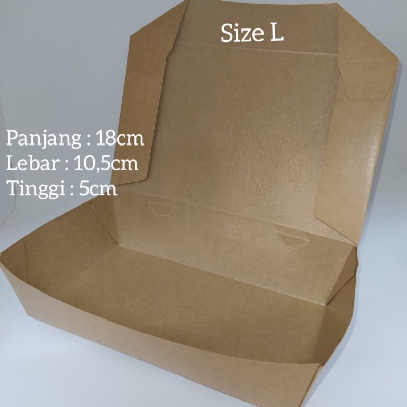 ( 50 pc ) Paper Box Brown L - Paper Box Coklat L - Take Away Lunch box