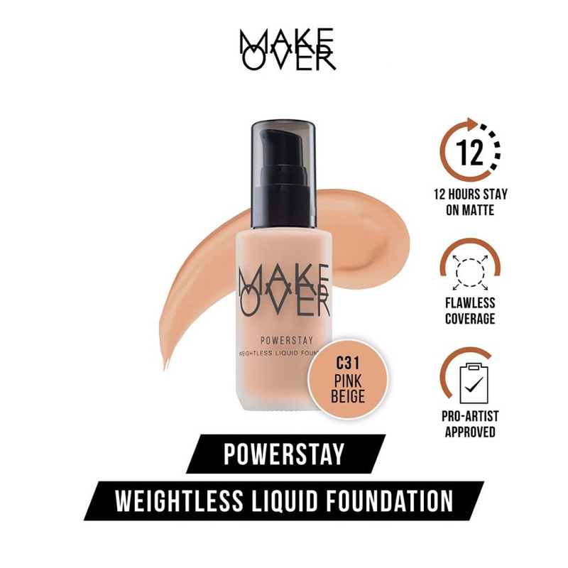 MAKE OVER Powerstay Weightless Liquid Foundation C31 - Pink Beige 33ml