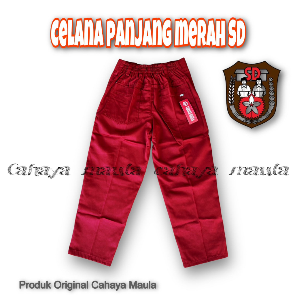 Celana Panjang sekolah sd warna merah celana sekolah sd panjang warna merah||Seragam Sekolah SD||Cel