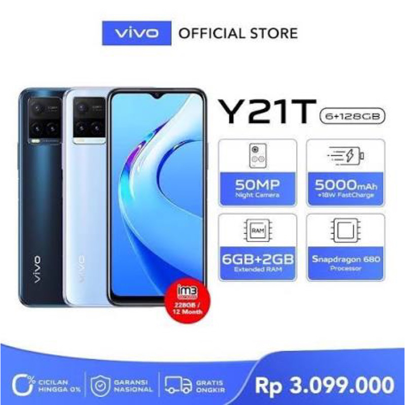 VIVO Y21T 6/128GB GARANSI RESMI VIVO INDONESIA