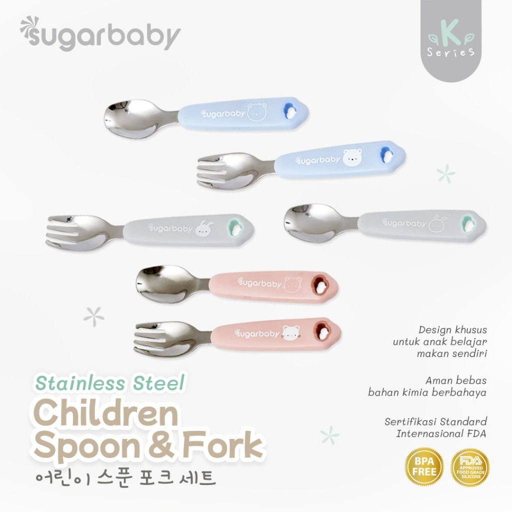 Sugar Baby Children Spoon &amp; Fork/ Sendok Garpu Stainless Sugarbaby