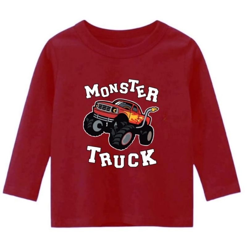 Baju Kaos Lengan Panjang Anak usia 1-12Tahun MONSTER TRUCK