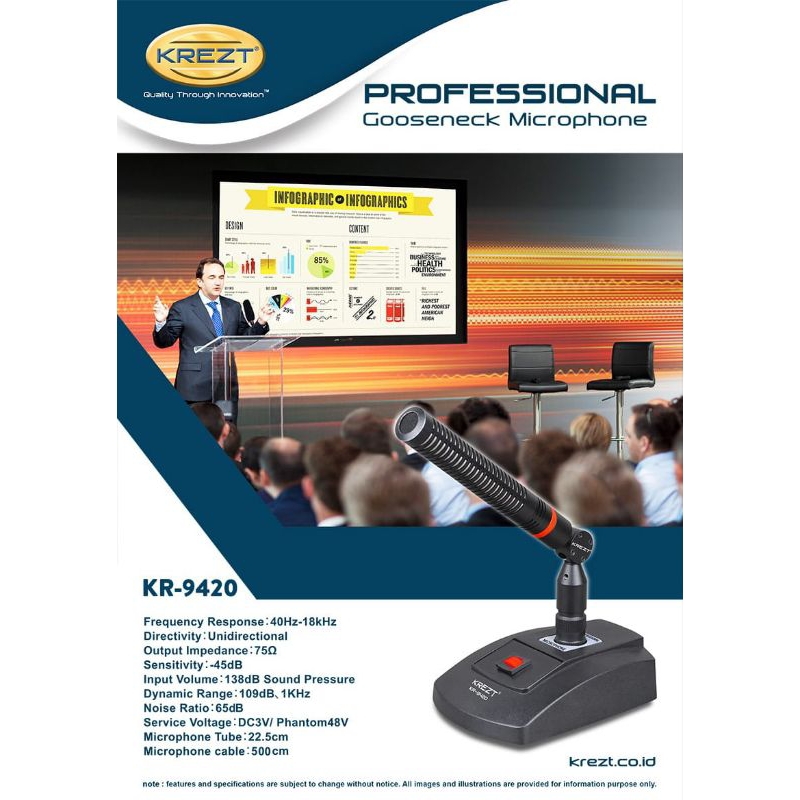 Mic podium meja Krezt KR 9420 asli 100% original mic mimbar krezt