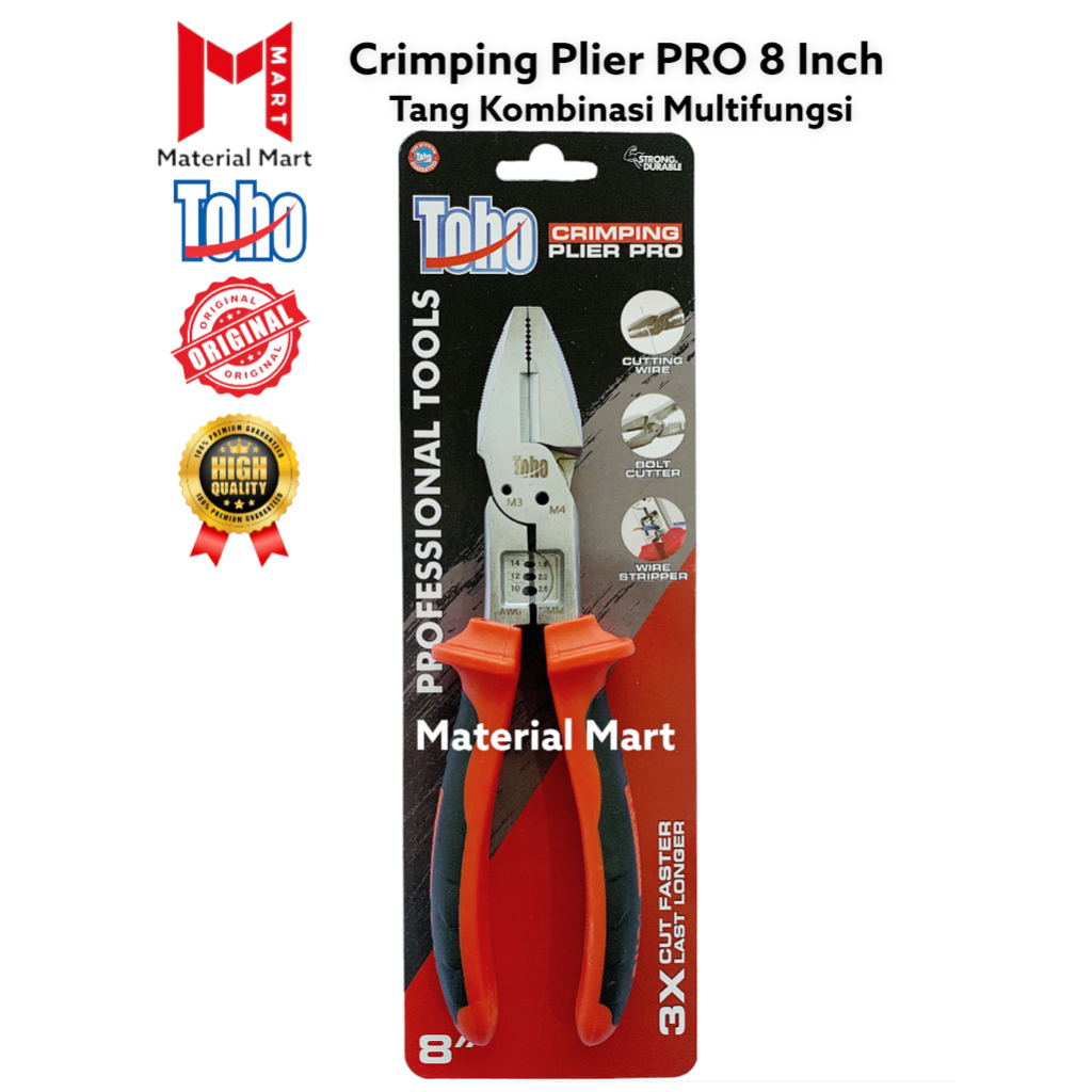 Tang Kombinasi Multifungsi Toho 8 Inch | Crimping Plier Pro 8&quot; Toho | Material Mart