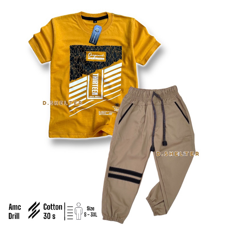 SETELAN KAOS &amp; JOGGER STRIP ANAK 1-10 Tahun/Dshelter