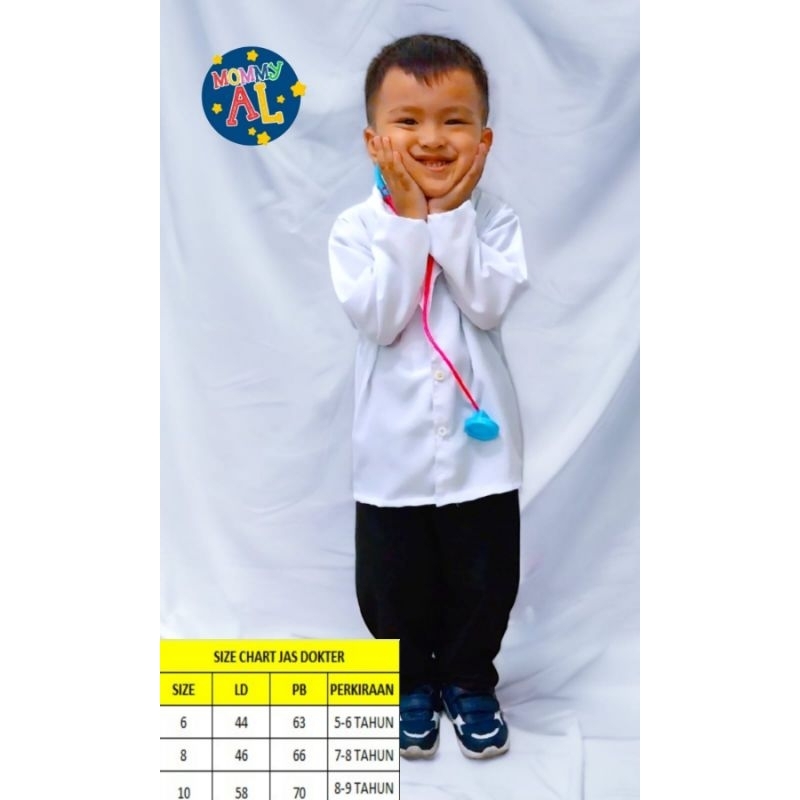 JAS DOKTER ANAK 6-10 TAHUN/Jas dokter Anak/Jas Dokter anak kecil/jas dokter anak murah/jas dokter anak perempuan/jas dokter anak kecil/Baju Profesi Anak