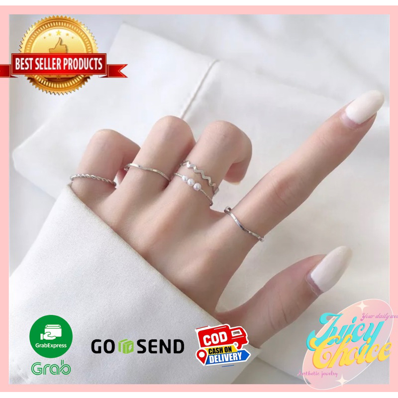 Aesthetic rings 5pcs/Vintage 5 set rings/Paket cincin 5pcs