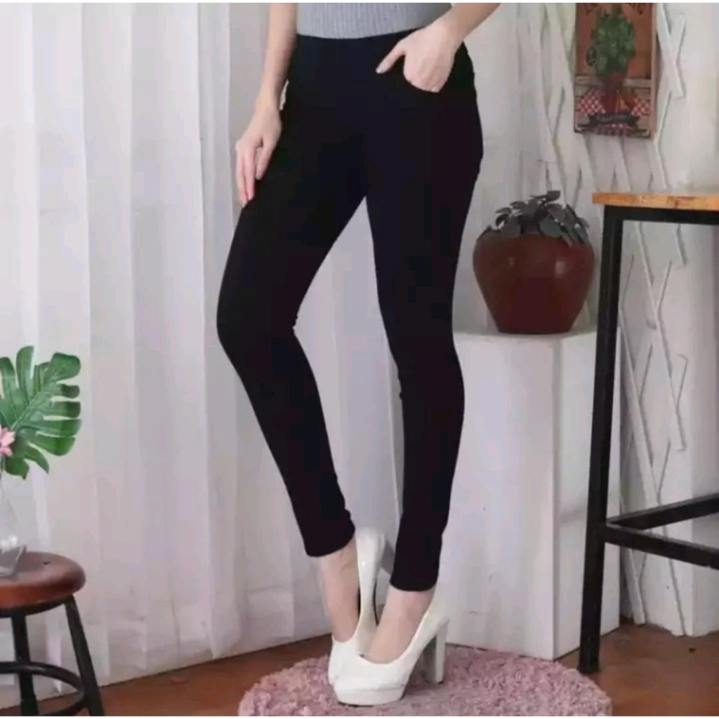 celana jeans pinggang karet lejing slim/ngaret/street