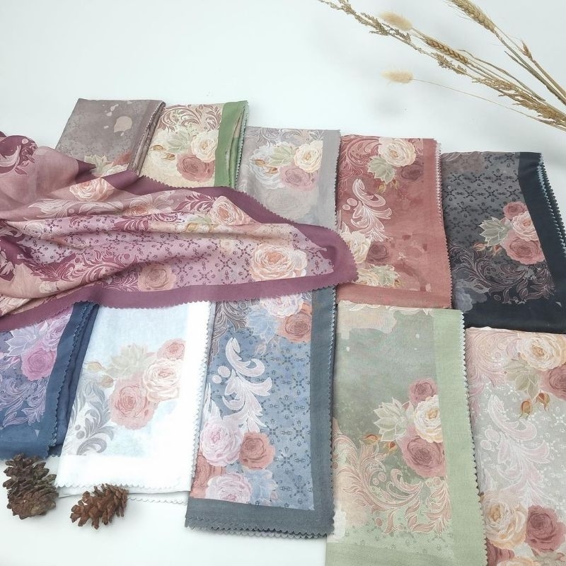 Higt Quality Segi Empat Amani series  | Jilbab Voal Scarf Super Digital Printing