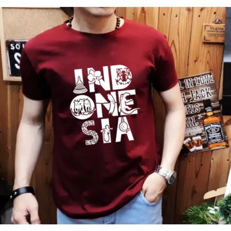 Kaos Distro Pria - Model Terbaru - Kaos Gambar Indonesia Bermotif 17 Agustus