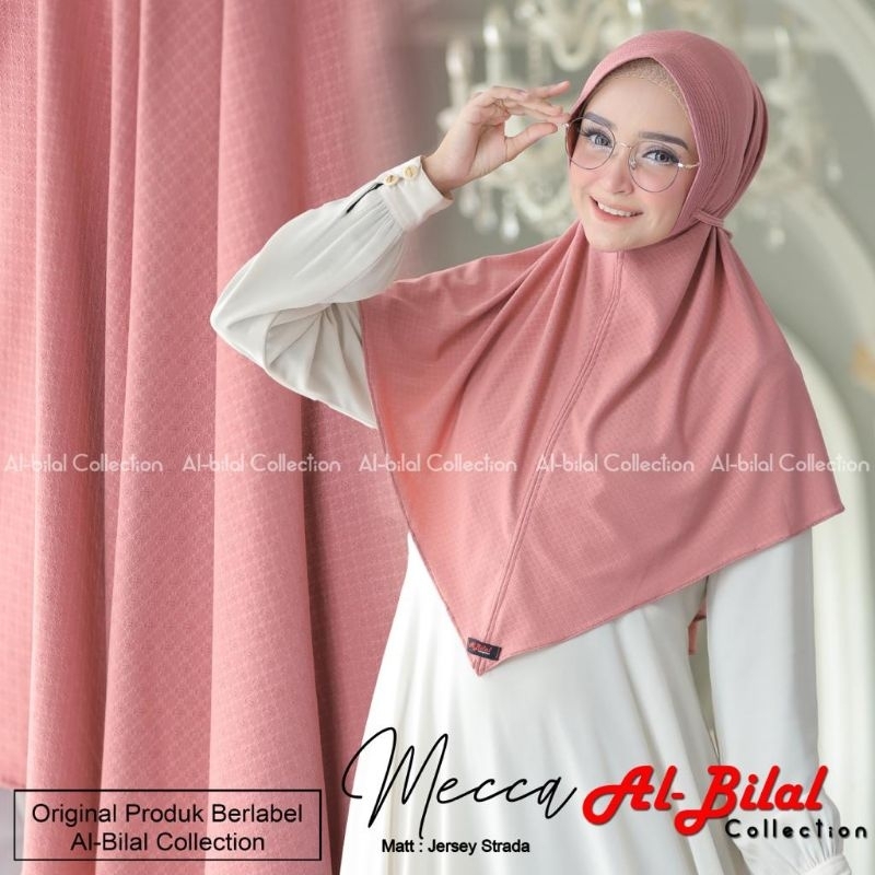 (Al Bilal Hijab) MECCA •jilbab instan jersey strada•hijab instan pet tali motif