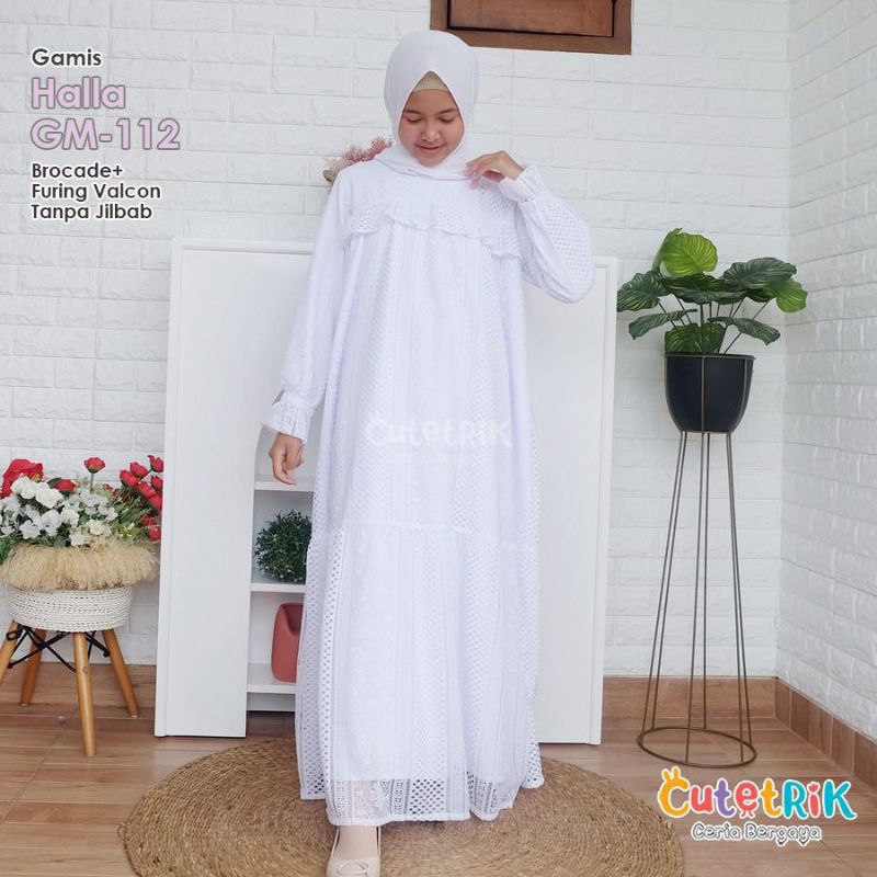 GAMIS PUTIH BROKAT HALLA BY CUTETRIK USIA ANAK, REMAJA SAMPAI DEWASA