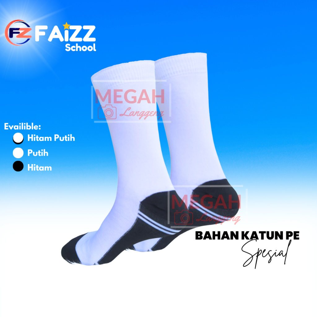 Kaus Kaki Anak Sekolah Putih Polos SD SMP SMA Bahan katun PE - Kaos Kaki Sekolah Hitam Putih SD SMP SMA PE Premium - Faizz Socks - Kaos kaki sd putih hitam premium - Kaos kaki hitam polos smp - kaos kaki putih hitam anak sd, kaos kaki hitam polos sma