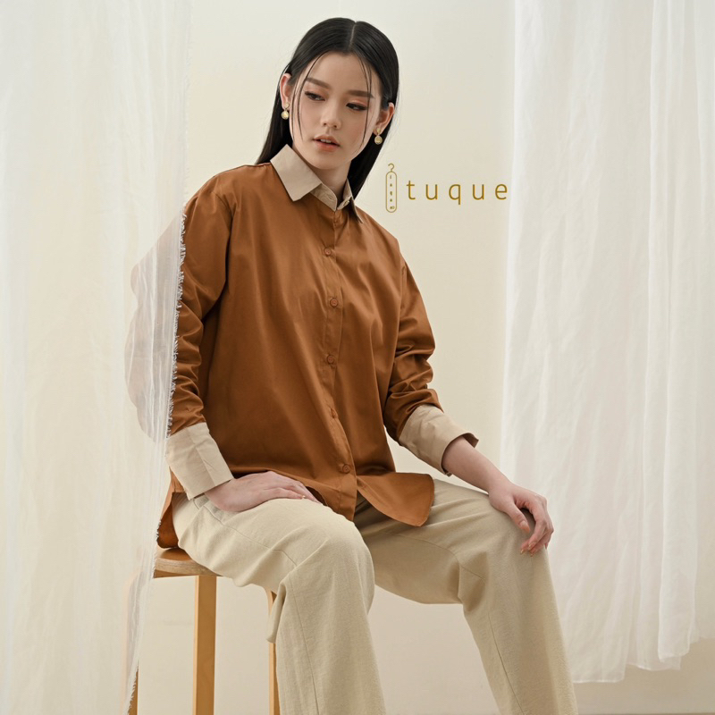 TUQUE - Ana Two Tone Basic Shirt - Oversize Shirt