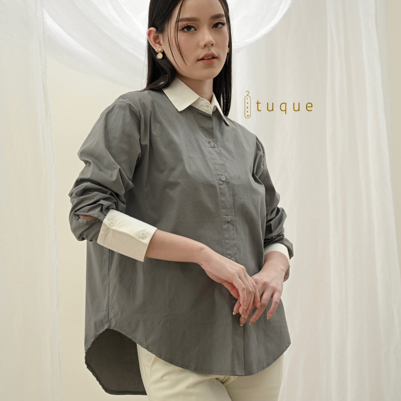 TUQUE - Ana Two Tone Basic Shirt - Oversize Shirt