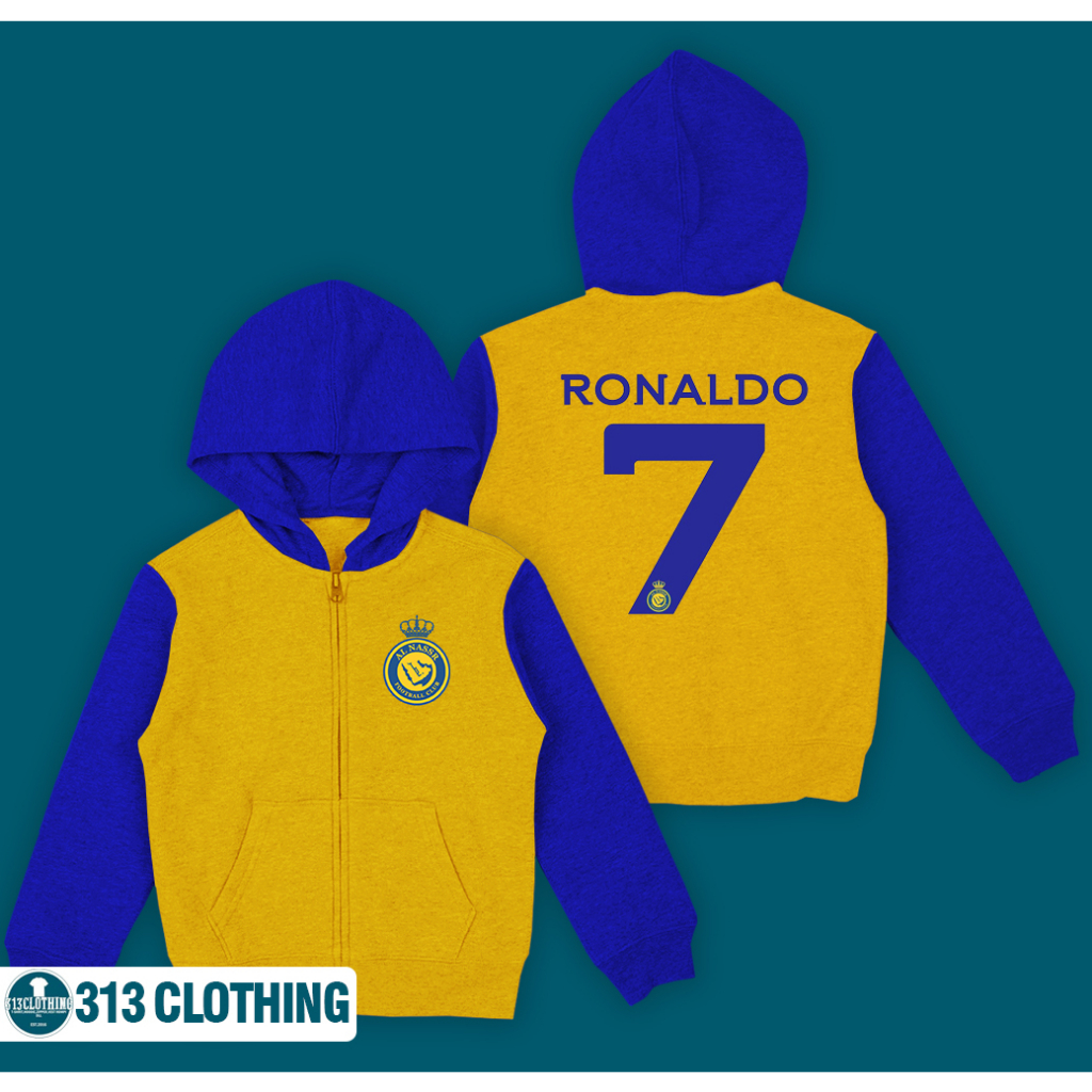 Jaket Hoodie Zipper Anak Al Nassr Ronaldo Hoodie Anak CR7 Al  Nasser Cristiano Ronaldo