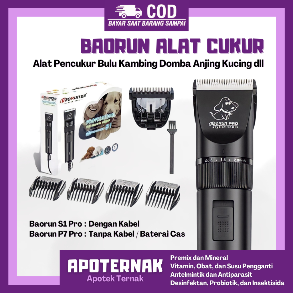 BAORUN ORI S1 Pro P7 P6 P9 | Alat Cukur Bulu Rambut Hewan Domba Anjing Kucing Kambing Kelinci | BAORUN | Apoternak