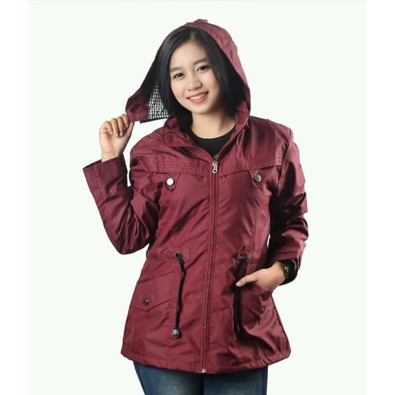 Jaket Parka Polos Wanita/Cewek Hoodie Waterproof | OOTD Jaket Wanita Anti Air Best Quality!