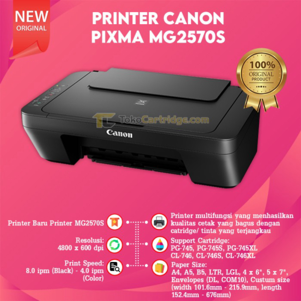 Printer Canon MG2570s Print Scan Copy Cartridge Tinta PG745s CL746s - MG2570s TANPA TINTA
