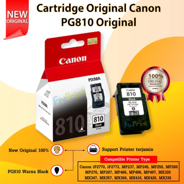 Cartridge Canon 810 black 811 color NEW ORIGINAL iP2770 MP237 MX338 - Hitam