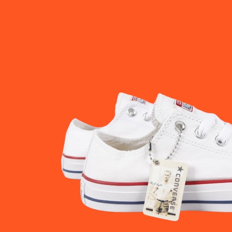 [BISA COD] CONVERSE CLASSIC WHITE RED BLUE IMPORT