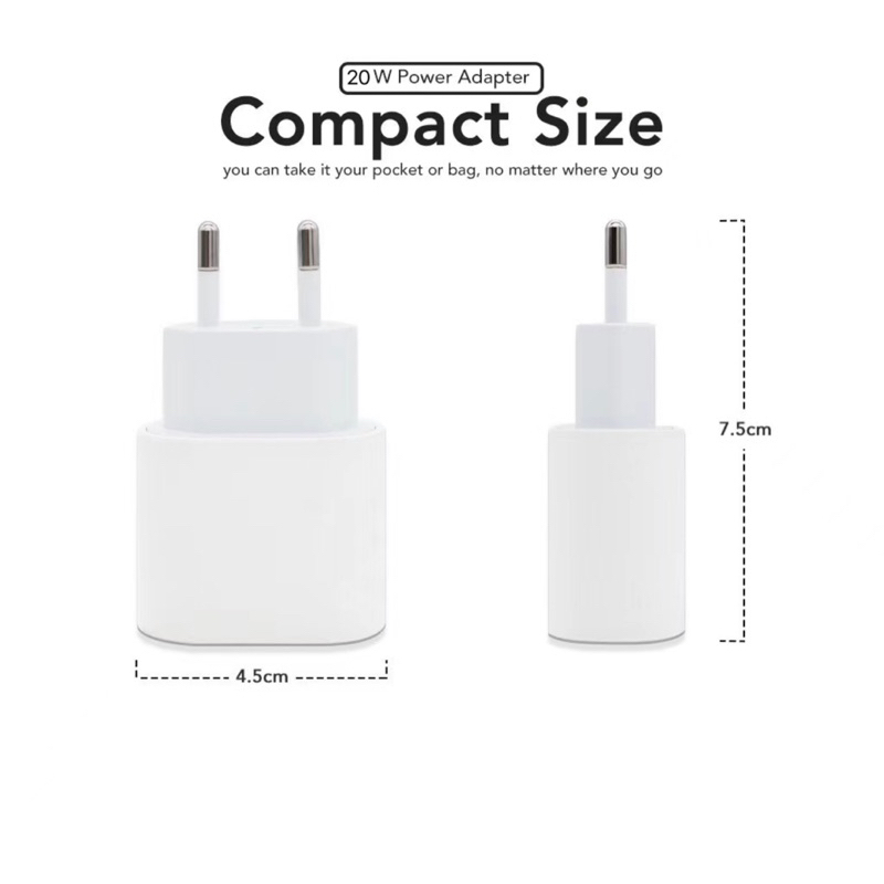 Adaptor 20W USB-C Power Adapter PD Fast Charing / Kepala Casan