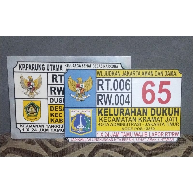 Plat Nomor Rumah RT RW