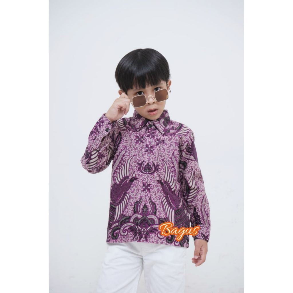 RUZZA Batik Anak Ukuran 3-15 Tahun Kemeja Lengan Panjang Motif Seno Sogan Coklat Cappucino Baju Laki-laki