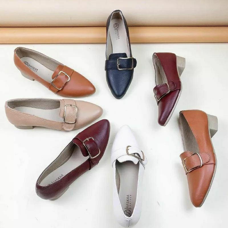 SEPATU GESPER HAK TAHU SEPATU WANITA KULIT ASLI SAPI SUKAREGANG GARUT