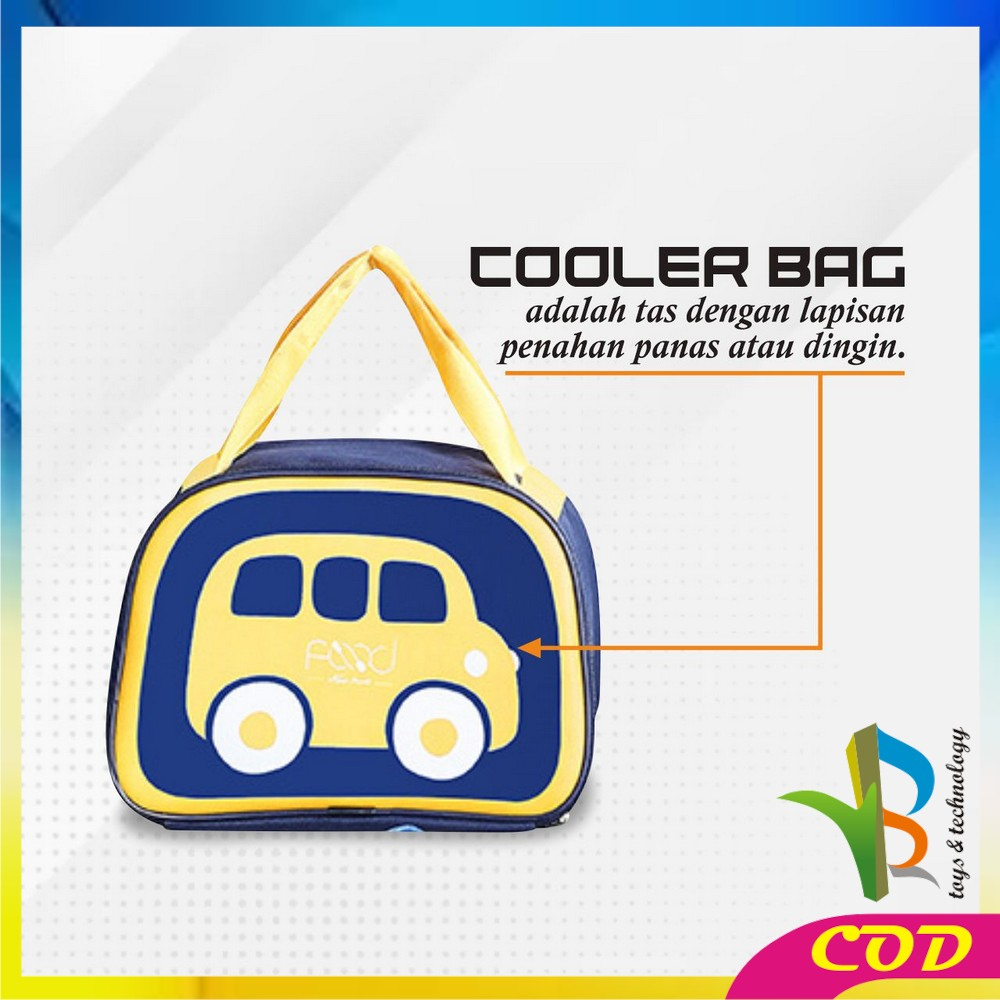 RB-T46 Tas Lunch Box Makan Siang Cooler Bag Karakter Mobil Tahan Panas Portable / Tas Bekal Lunch Bag Tas Tempat Bekal Organizer bag