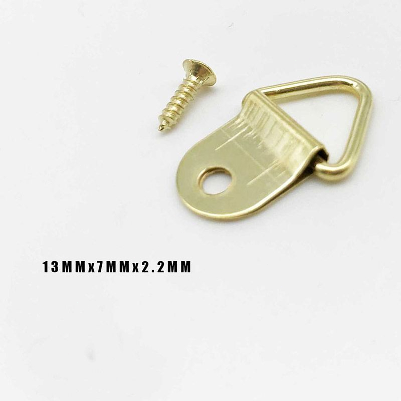 100pcs D Ring Picture Hangers Gold Picture Hook Painting Hanging Kit With Screws