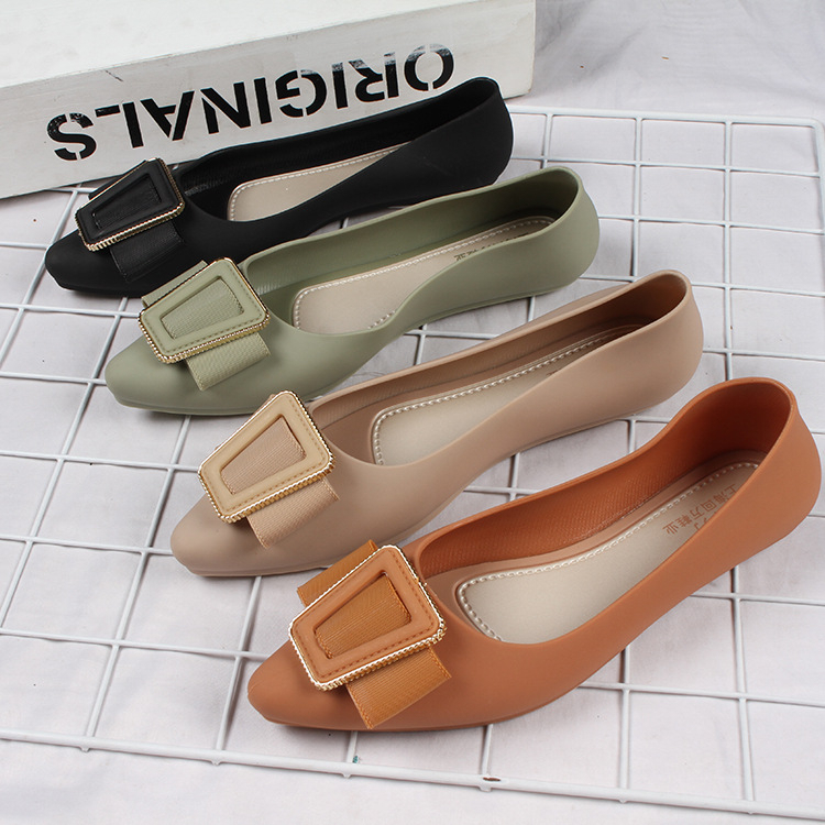 CYS Sepatu Sandal Flat jelly Wanita Cewek Korea Fashion Style Motif Pita Kotak Kekinian Teplek Slip On SPT-67