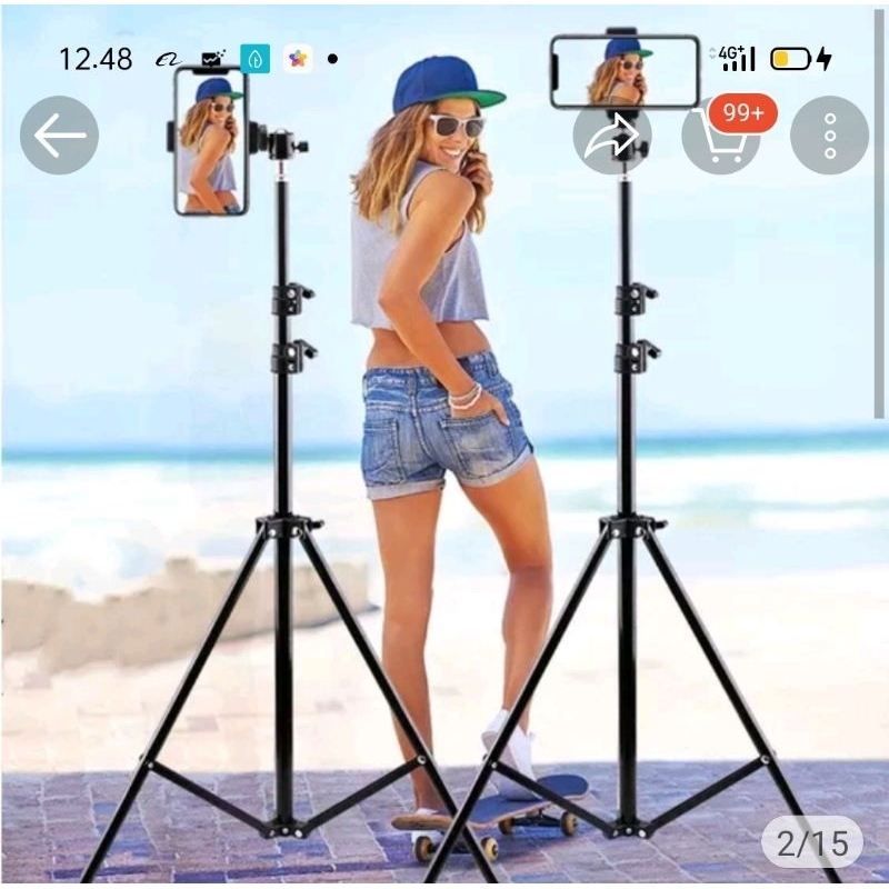 Paket terlengkap tripod HP 2.1meter live streaming/tripod