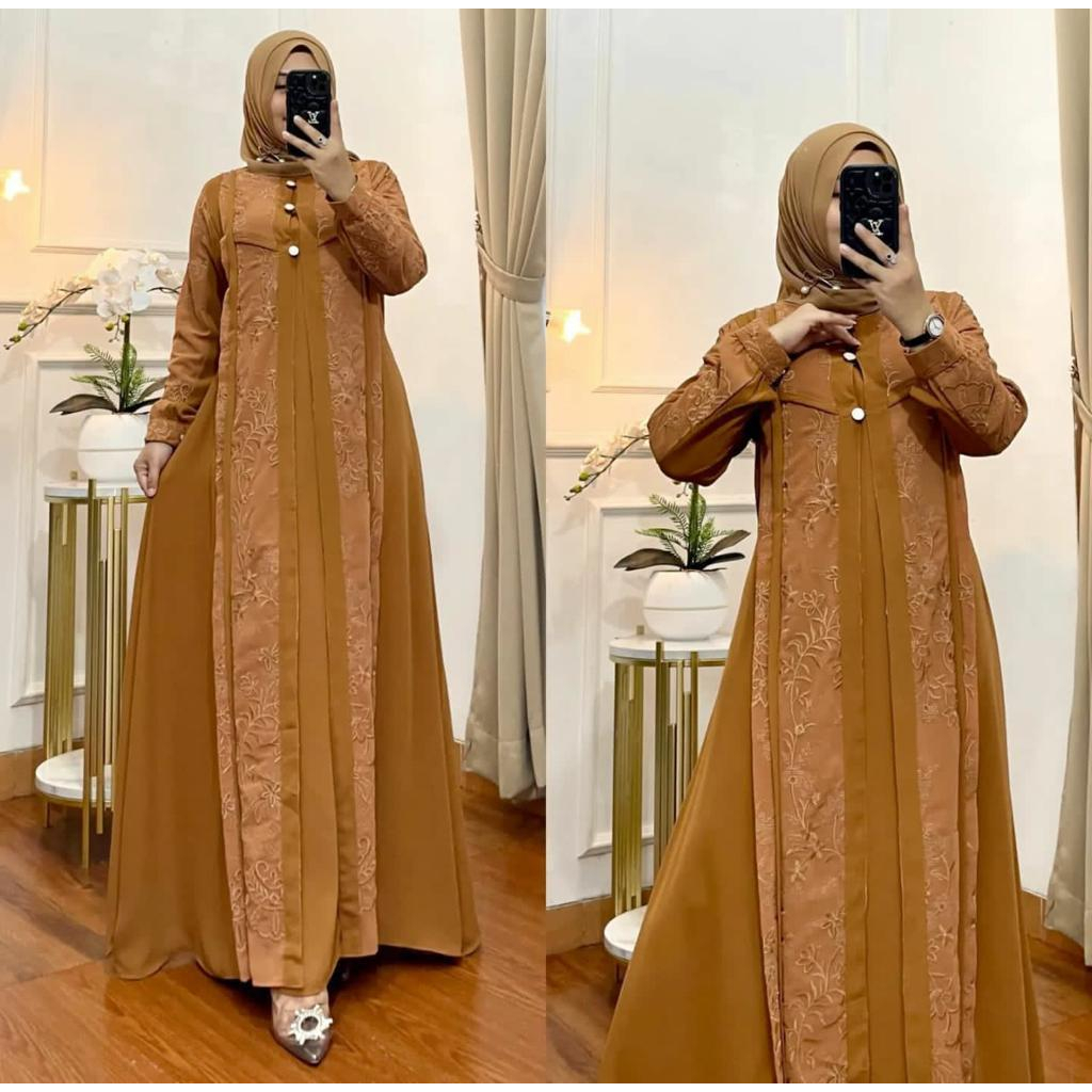 GEMORA DRESS CERUTY BABYDOLL FULL FURING BUSUI FRIENDLY - DRESS KONDANGAN DRESS PESTA ABAYA DRESS