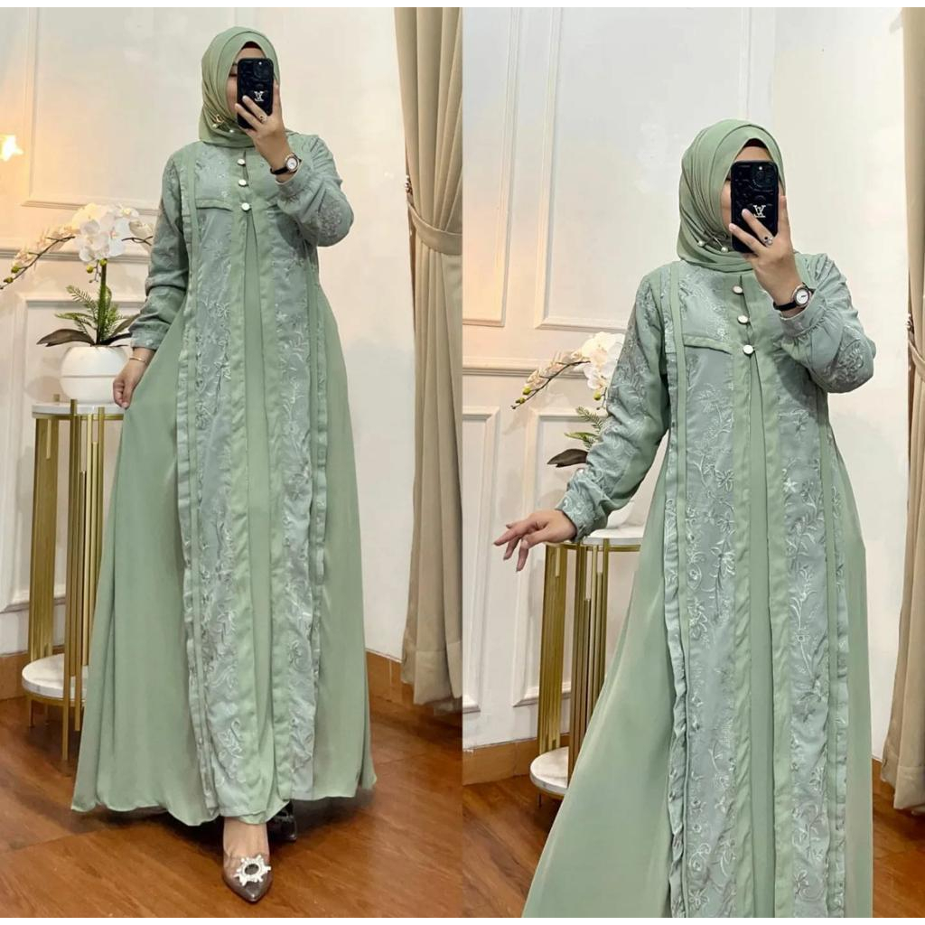 GEMORA DRESS CERUTY BABYDOLL FULL FURING BUSUI FRIENDLY - DRESS KONDANGAN DRESS PESTA ABAYA DRESS