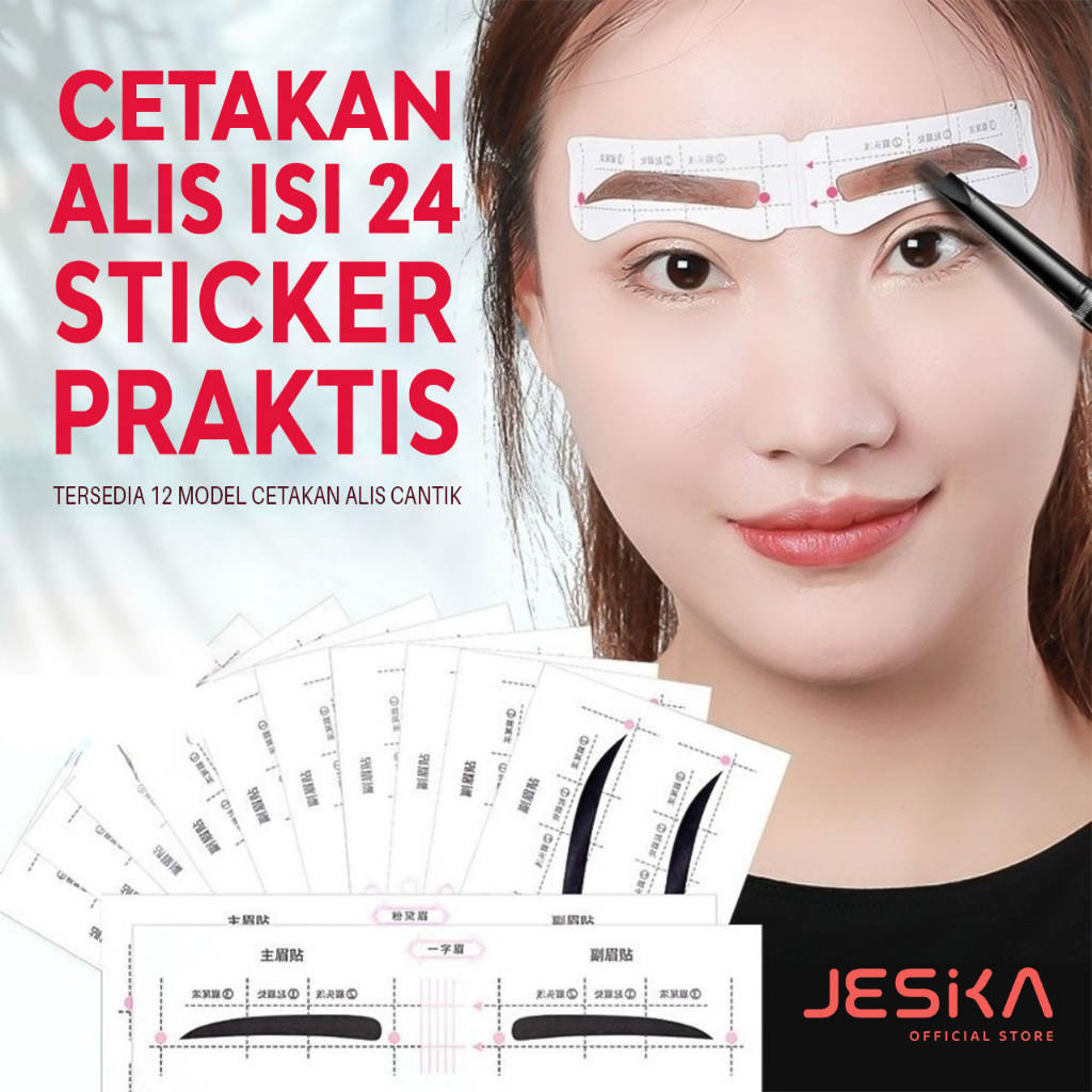 Cetakan sticker alis mata simetris praktis sticker stiker perekat tempel instan elastis fleksibel sambung nyatu gandeng one set anti geser yang bagus praktis wanita untuk remaja