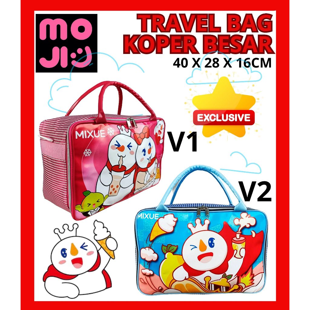 MOJI - Travel Bag Motif Karakter Mixue Tas Selempang Koper Pakaian Cod