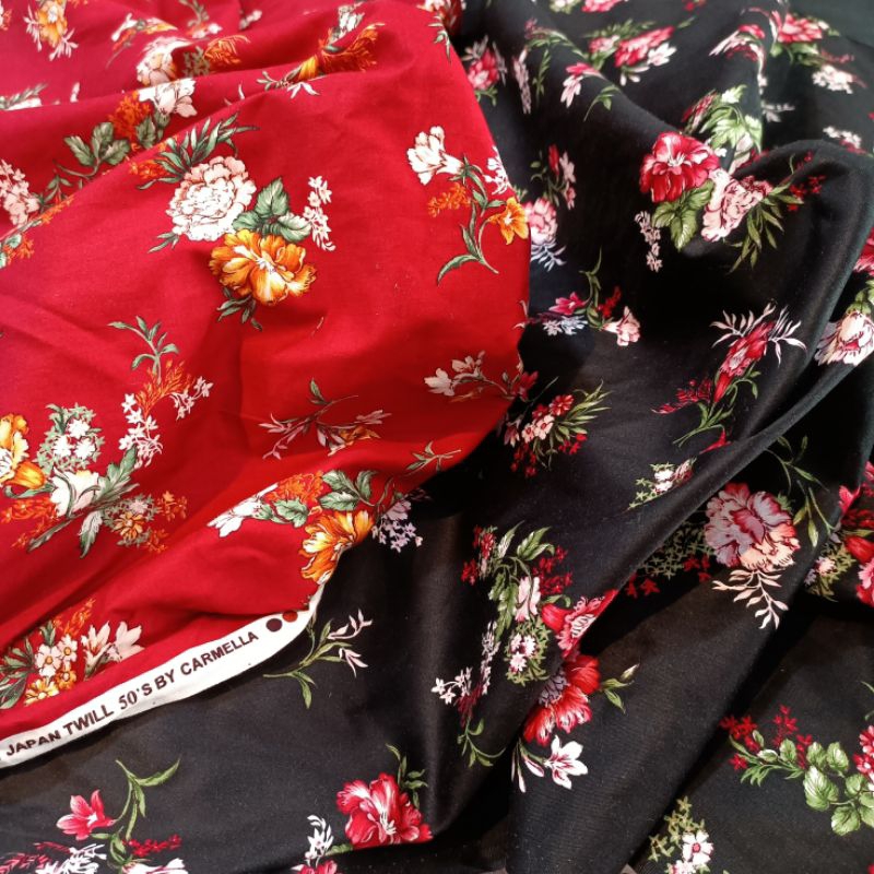 kain katun jepang motif bunga lebar 1,50 meter