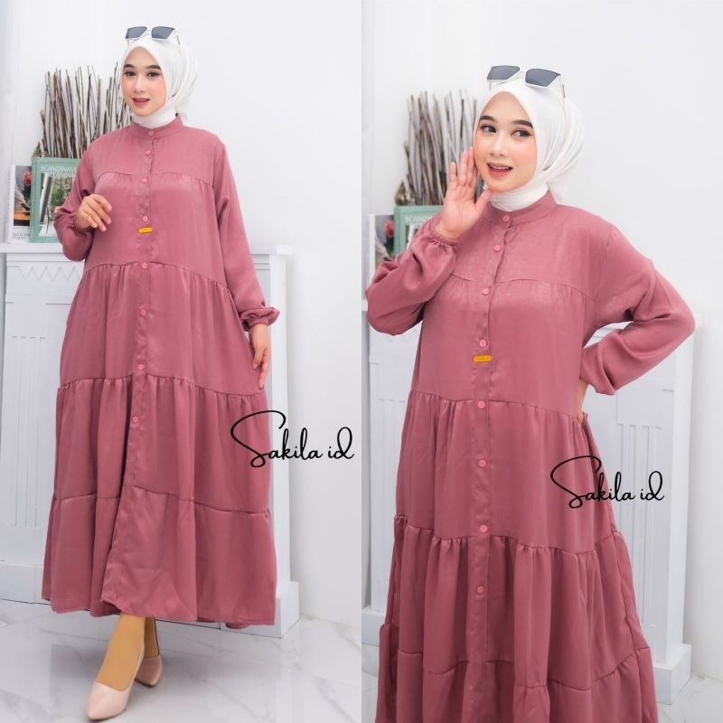 ELENA MIDI DRESS - LONG TUNIK POLOS / GAMIS LEBARAN SIMPEL / MIDI DRESS SANTORINI