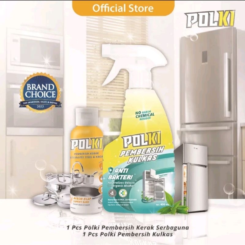 Polki Paket Pembersih Dapur / Polki Pembersih Kerak Serbaguna / Polki Pembersih Kulkas Anti Bakteri