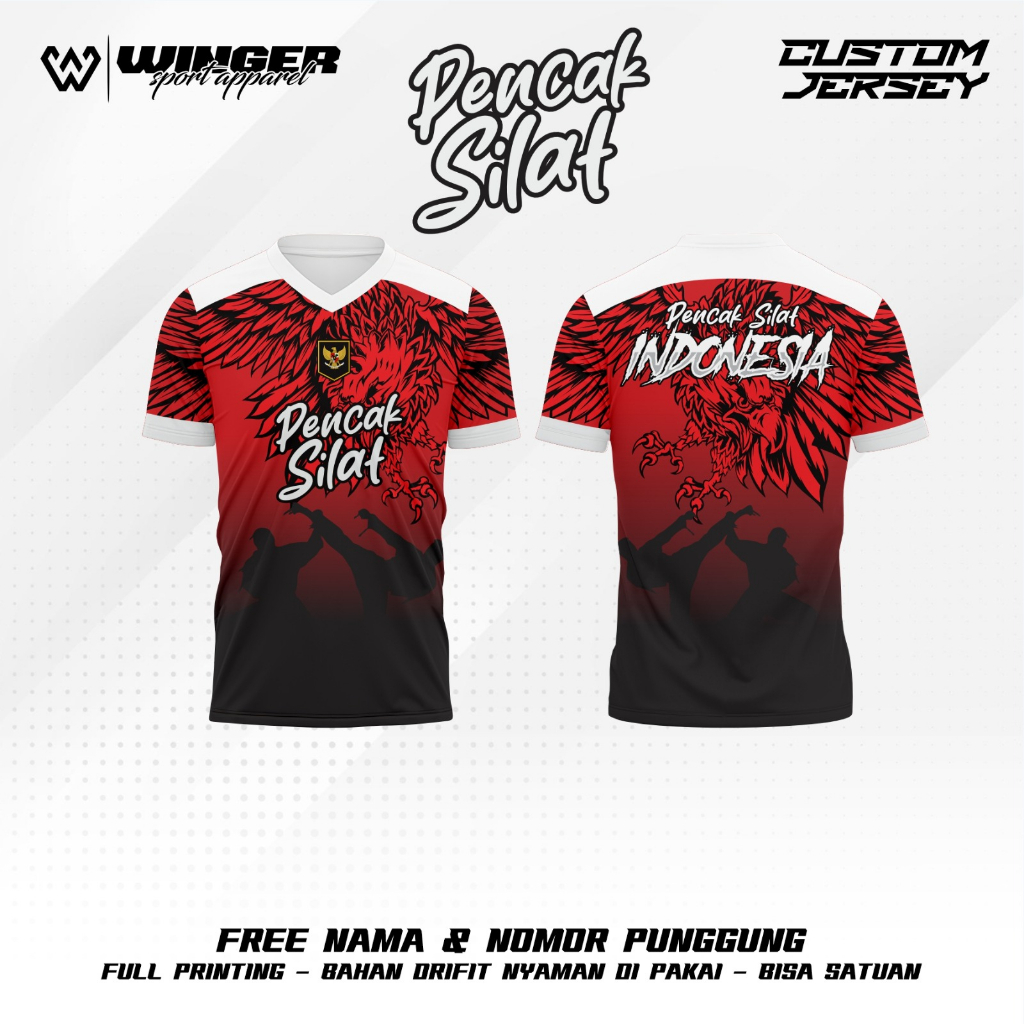 Baju Jersey Pencak Silat Motif Batik Garuda Printing Premium Terlaris By Winger Apparel