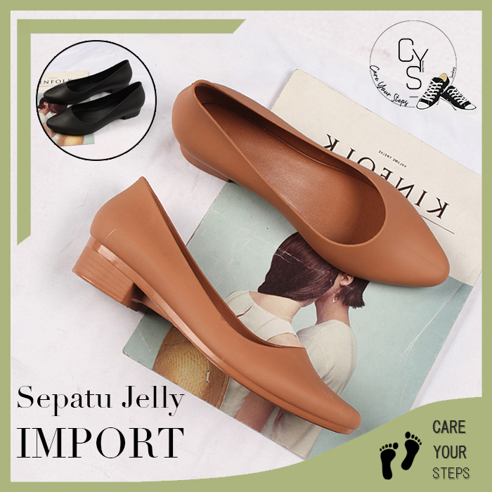 CYS Sepatu Sandal Jelly Wedges Wanita Cewek Slip On Kekinian Korea Fashion Style Import Formal Kantoran Hak SPT-72