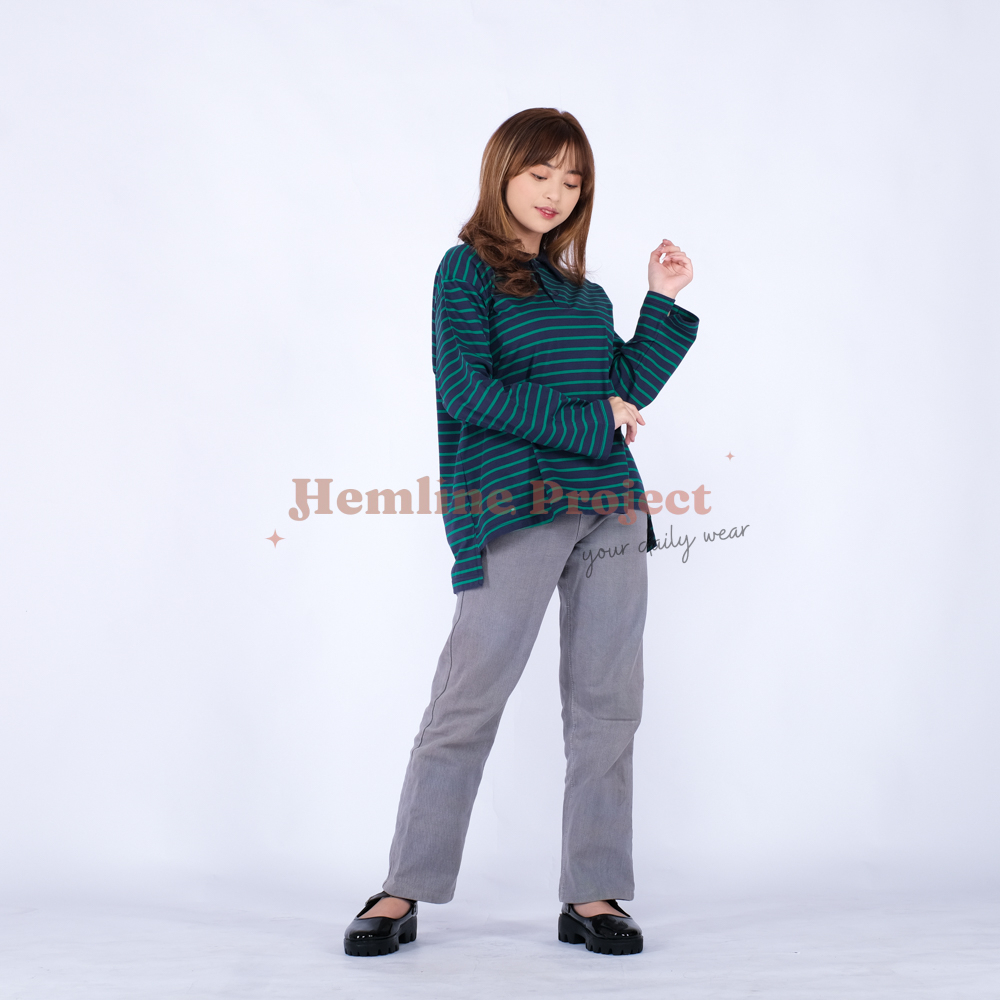 Hara Navy Fuji Oversized Stripe Top