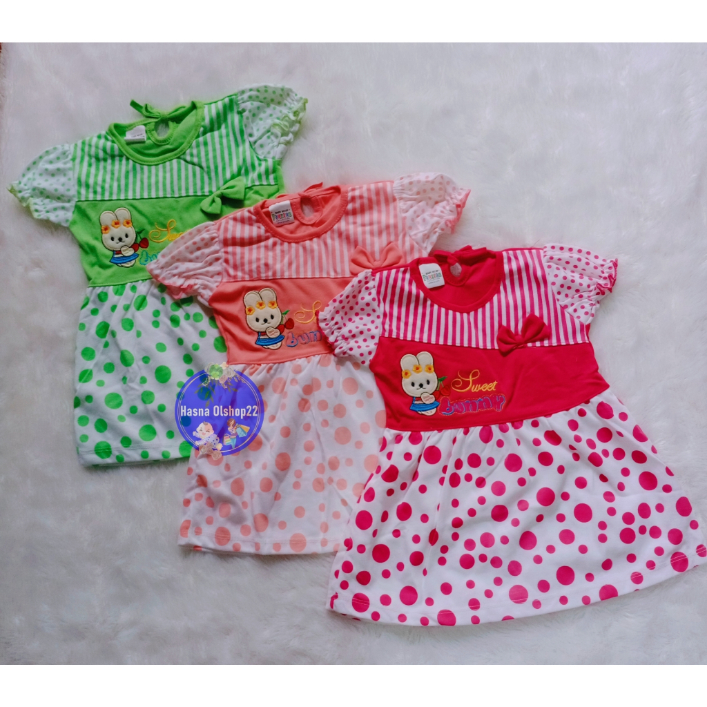 Setelan Dress Bayi 3-18 Bulan, Baju Rok Anak Perempuan Lucu, Elegan, Murah, Berkualitas