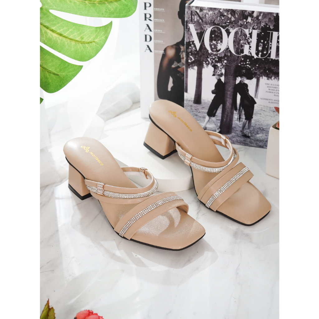 Sandal Heels Wanita Slop Tali 5CM B-RN 08