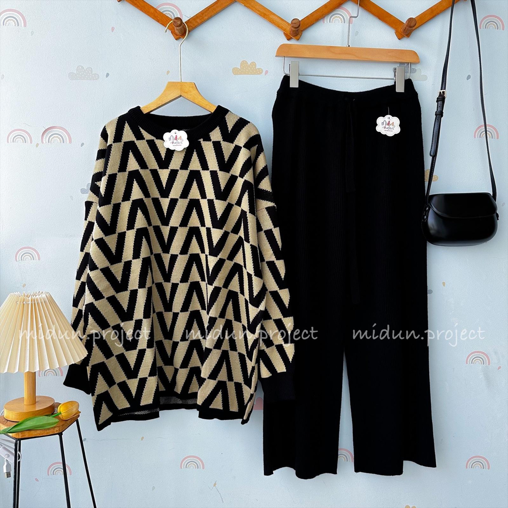 Silfya Knit | Setelan Rajut Motif Premium