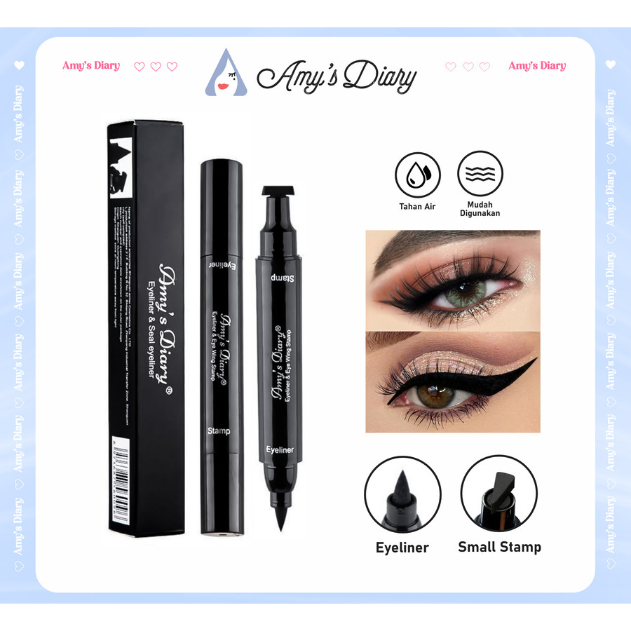 NUZ Eyeliner Stamp 2 In 1 Waterproof Liquid Eyeliner Pensil Waterproof Ukuran Stamp Small